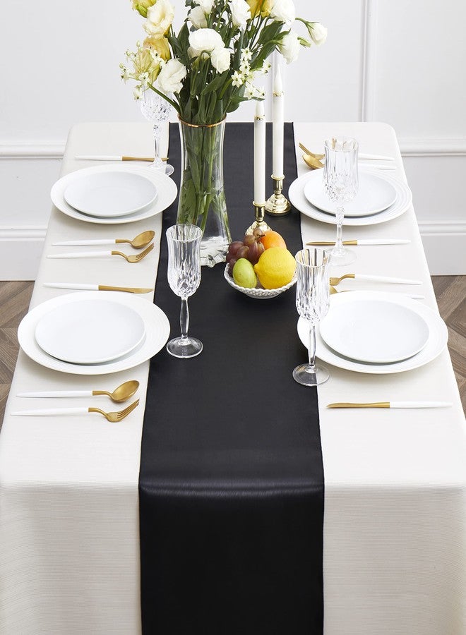 Counfeisly 4pcs Black Satin Table Runners 14" x 72", Elegant and Smooth Silky Fabric Table Decor for Wedding Banquet Birthday Decoration - Image 3