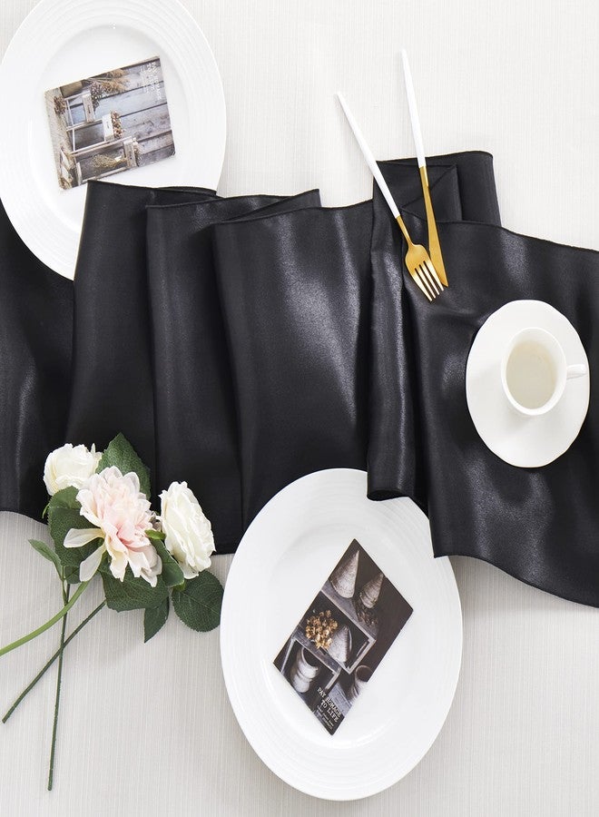 Counfeisly 4pcs Black Satin Table Runners 14" x 72", Elegant and Smooth Silky Fabric Table Decor for Wedding Banquet Birthday Decoration - Image 5