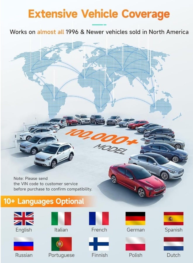 أنسيل ماسح AD410 المحسن لجهاز OBD2، قارئ أكواد المركبة لإنذار محرك السيارة، أداة فحص تشخيص الأعطال لسيارات OBD II، أداة فحص ميكانيكي لجميع سيارات OBD II من عام 1996 فما فوق، أسود/أصفر - Image 3