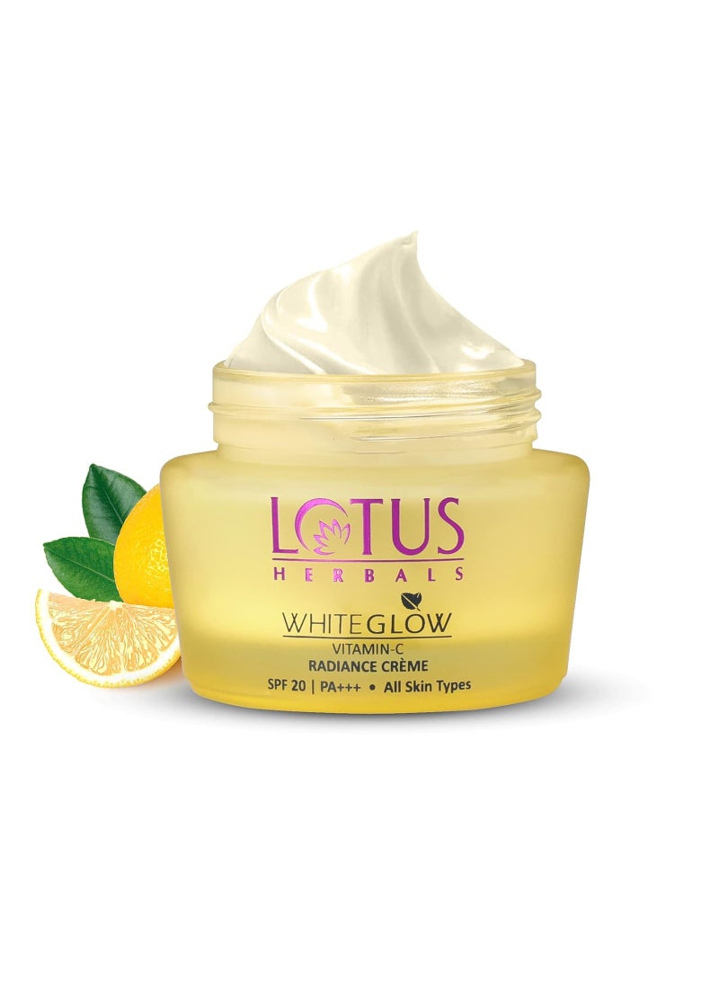 LOTUS HERBALS Lotus Herbals WhiteGlow Vitamin C Radiance Cream SPF 20 For Dark Spots and Dull Skin Anti- Pollution 50g - Image 1