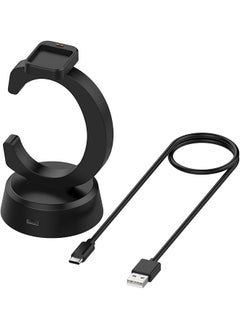 إيروريكس قاعدة شحن بديلة مضادة للانزلاق من السيليكون لساعة Redmi Watch 5 Active Watch 5 Lite مع كابلات شاحن من النوع C باللون الأسود  - Image 1