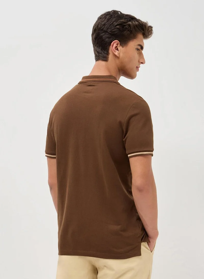 Urbano Fashion  Urbano Fashion Men's Dark Brown Solid Regular Fit Half Sleeve Cotton Polo T-Shirt for Men | Best Price UAE