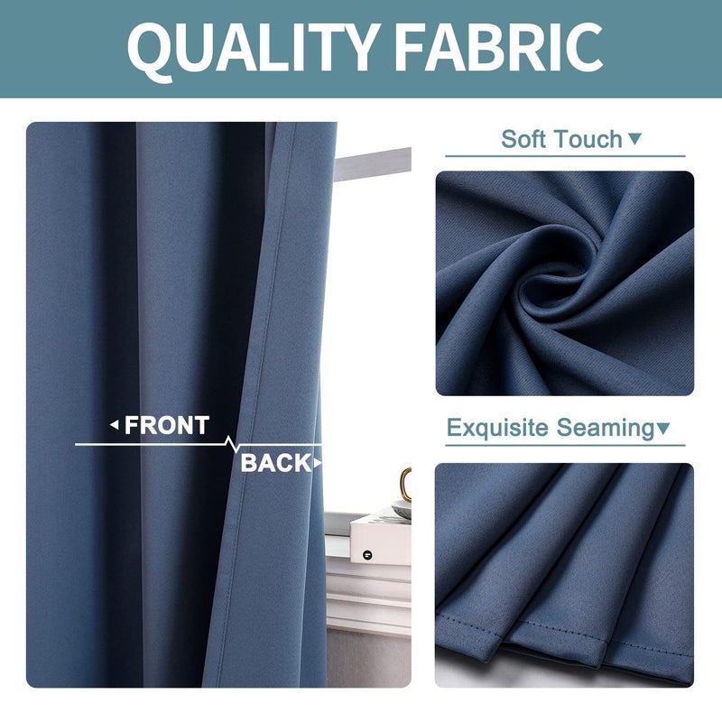 ChrisDowa Blackout Door Curtains for Doorway Privacy  Grommet Closet Curtains for bedroom closet door  Thermal Insulated Temporary Door Cover Room Divider Curtain (1 Panel  Stone Blue  34 x 80 Inch) - Image 5