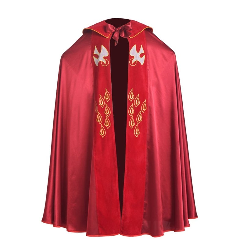 BLESSUME Cope Catholic Church Bishop Vestment Birds IHS Embroidery Cape Red