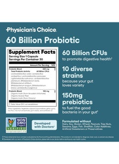 Physician's CHOICE Physician's Choice Probiotics 60 Billion Supplement Supports Occasional Constipation 30 Capsules  - Image 2