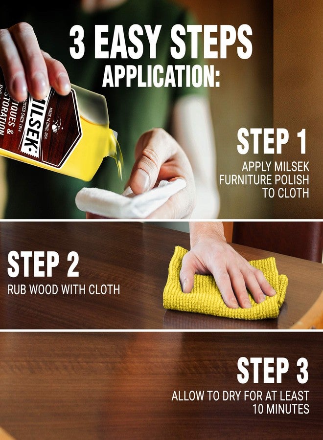 Milsek Antiques & Restoration Polish with Lemon Oil & Microfiber Cleaning Towel, 12-Ounce, ART-1, Yellow, Antique Cleaner & Cloth - Image 4