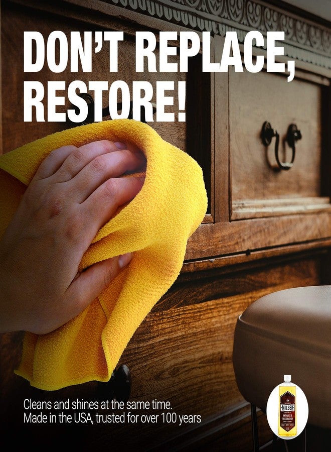 Milsek Antiques & Restoration Polish with Lemon Oil & Microfiber Cleaning Towel, 12-Ounce, ART-1, Yellow, Antique Cleaner & Cloth - Image 3