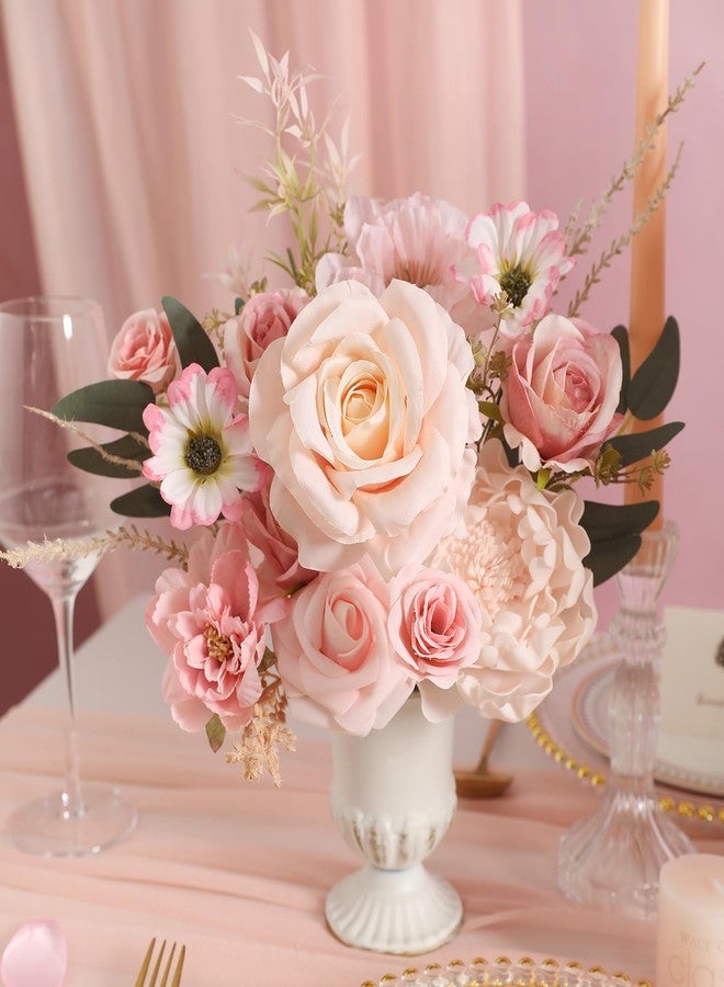 Koroni Flowers مجموعة زهور كوروني الاصطناعية، باقة زهور وردية، ورود حريرية صناعية مع سيقان، مثالية لباقات الزفاف، وتنسيق الزهور، وتزيين طاولات الطعام، وحفلات استقبال المولود، وديكور المنزل. - Image 5