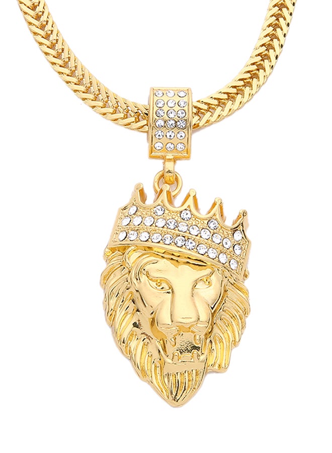 CYTHERIA Vintage Stainless Steel Luminous Glow In The Dark Diamond Crown Lion Head Pendant Necklace - Image 1