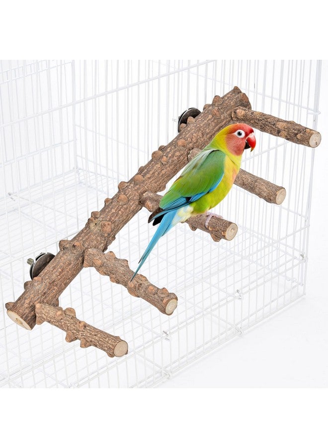 Mogoko Bird Ladder Perch for Cage, Natural Wood Bird Parrot Perch Stand Parrot Perch Bridge Climbing Chewing Toys for Small Medium Animal - Image 1