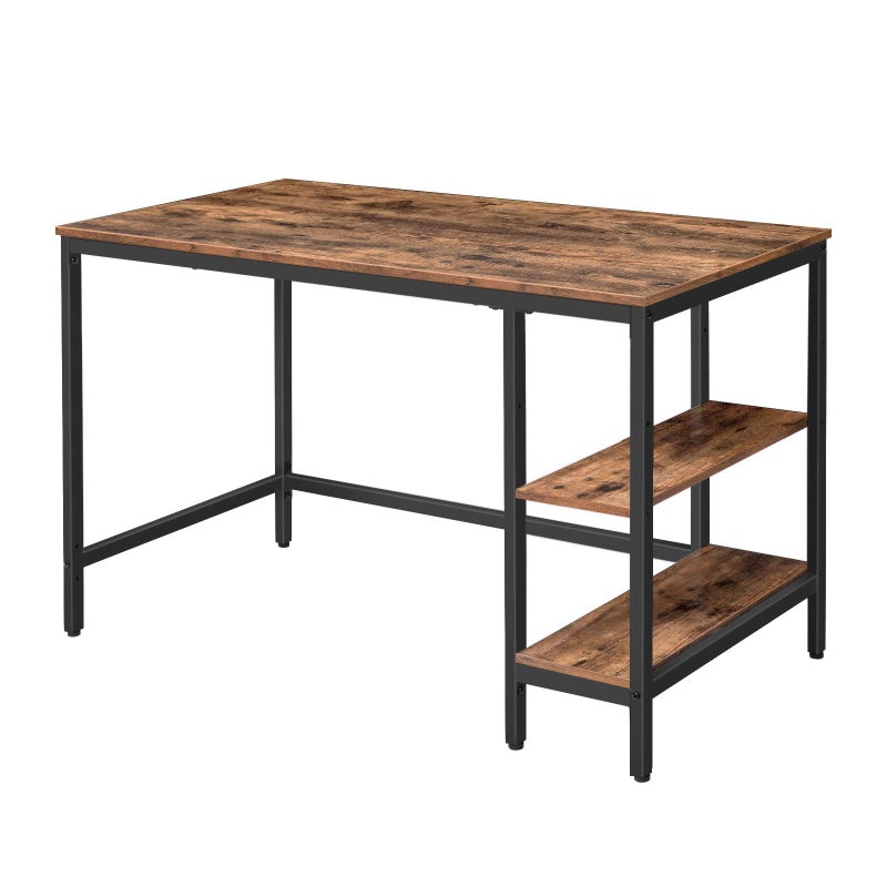 HOOBRO Computer Desk, 47.2 Inch Writing Desk with Adjustable Shelf on Left or Right, Office Study Desk for Laptop, Sturdy Metal Frame, for Home Office, Easy Assembly, Rustic Brown and Black BF59DN01 - Image 1