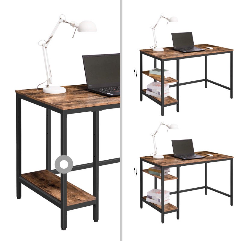 HOOBRO Computer Desk, 47.2 Inch Writing Desk with Adjustable Shelf on Left or Right, Office Study Desk for Laptop, Sturdy Metal Frame, for Home Office, Easy Assembly, Rustic Brown and Black BF59DN01 - Image 5