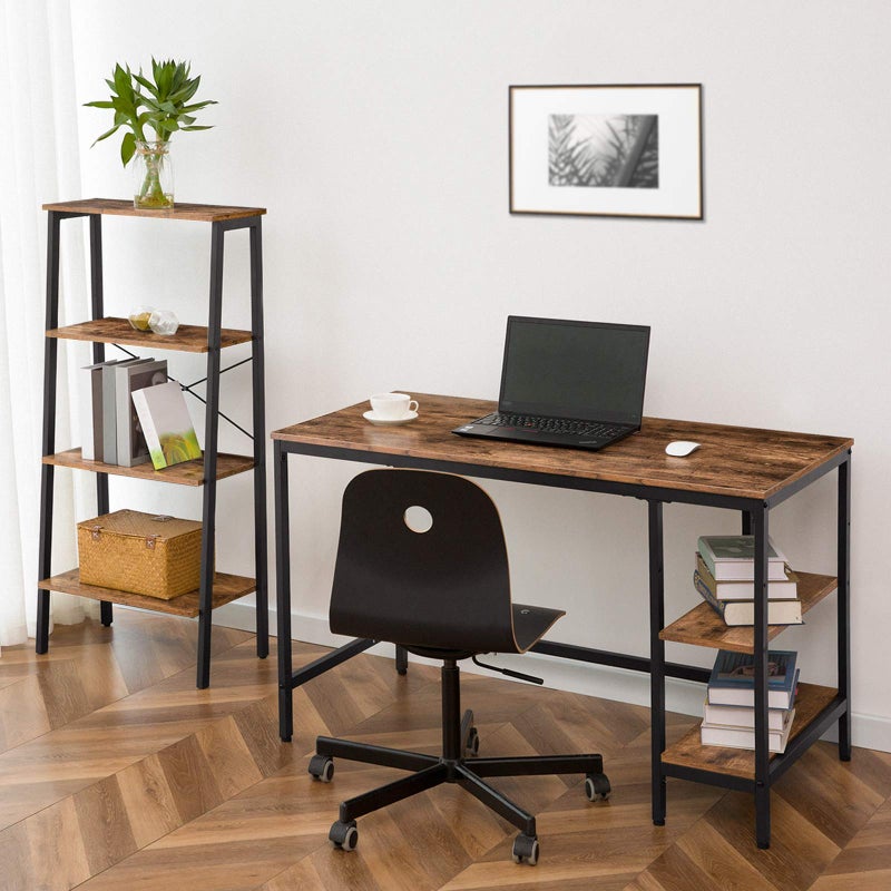 HOOBRO Computer Desk, 47.2 Inch Writing Desk with Adjustable Shelf on Left or Right, Office Study Desk for Laptop, Sturdy Metal Frame, for Home Office, Easy Assembly, Rustic Brown and Black BF59DN01 - Image 2