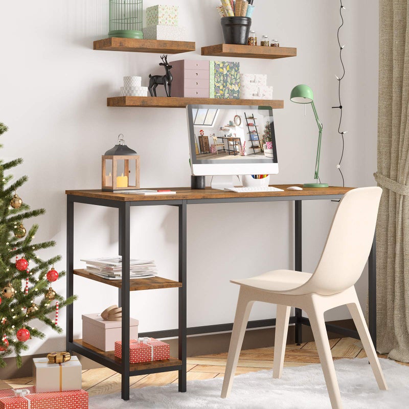 HOOBRO Computer Desk, 47.2 Inch Writing Desk with Adjustable Shelf on Left or Right, Office Study Desk for Laptop, Sturdy Metal Frame, for Home Office, Easy Assembly, Rustic Brown and Black BF59DN01 - Image 4
