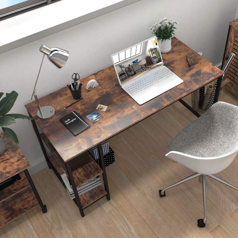 HOOBRO Computer Desk, 47.2 Inch Writing Desk with Adjustable Shelf on Left or Right, Office Study Desk for Laptop, Sturdy Metal Frame, for Home Office, Easy Assembly, Rustic Brown and Black BF59DN01 - Image 3