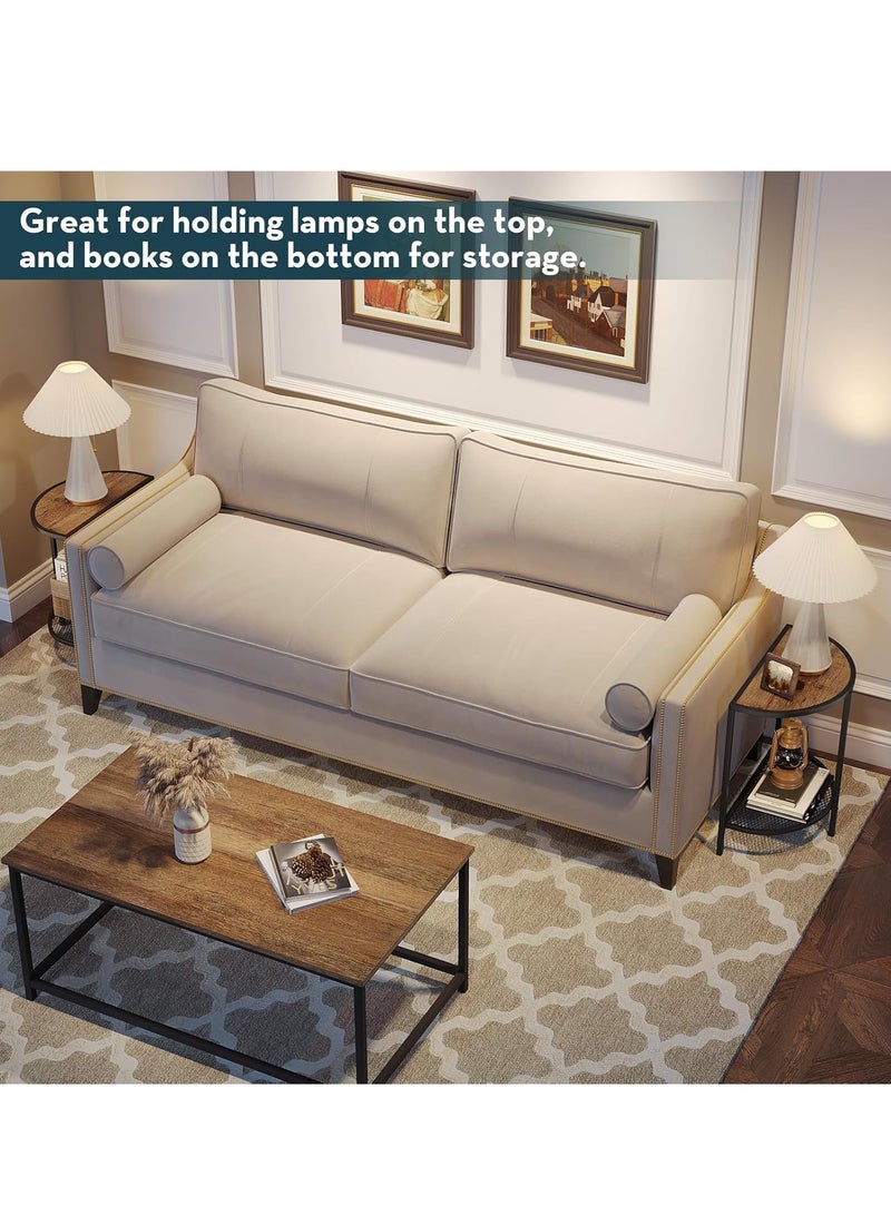 Sharpdo Semi-circular Side Table, Set of 2, Double-Layer Sofa Side Table,Light Luxury Coffee Table for Bedroom,Living Room - Image 4