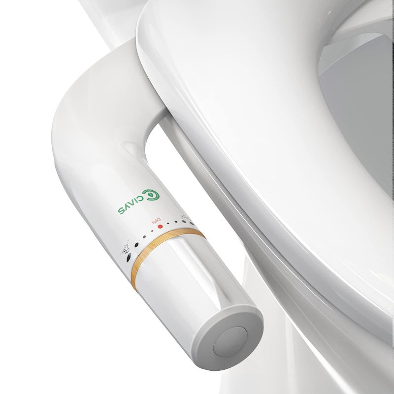 Ciays Bidet Attachment for Toilet Ultra-Slim Bidet Sprayer with Pressure Controls Non-Electric Dual Nozzles for Feminine/Posterior Wash, Bamboo and White - Image 1