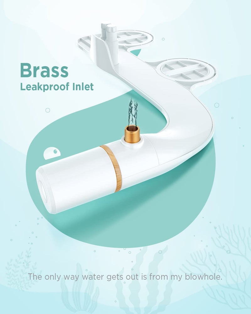 Ciays Bidet Attachment for Toilet Ultra-Slim Bidet Sprayer with Pressure Controls Non-Electric Dual Nozzles for Feminine/Posterior Wash, Bamboo and White - Image 4