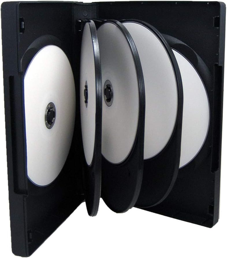 maxtek حالات DVD سوداء من ماكستيك بسعة 8 أقراص مع 3 صواني قابلة للطي وغلاف خارجي شفاف - 10 عبوات - Image 3