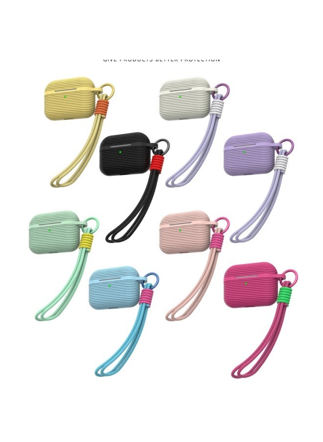 Generic - Silicone Apple Earphone Case Soft Silicone With Hand Rope Airpods Earphone Case Silicone Portable Hand Rope Skin Feeling Soft Case-Color:Yellow-Applicable Model:airpods 4 - Image 1