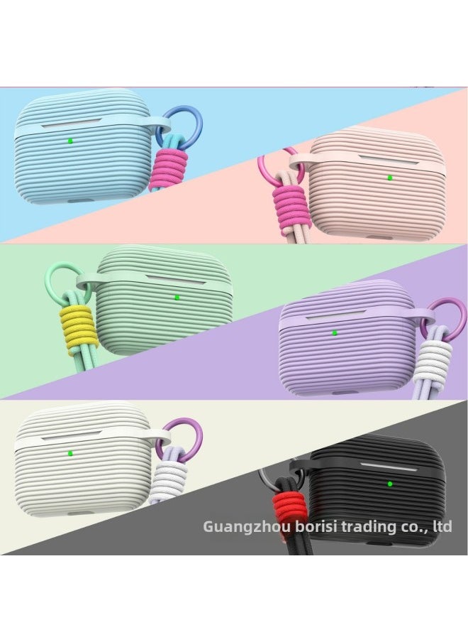 Generic - Silicone Apple Earphone Case Soft Silicone With Hand Rope Airpods Earphone Case Silicone Portable Hand Rope Skin Feeling Soft Case-Color:Yellow-Applicable Model:airpods 4 - Image 1