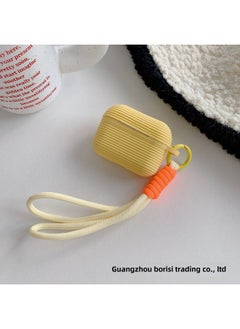 Silicone Apple Earphone Case Soft Silicone With Hand Rope Airpods Earphone Case Silicone Portable Hand Rope Skin Feeling Soft Case-Color:Yellow-Applicable Model:airpods 4
