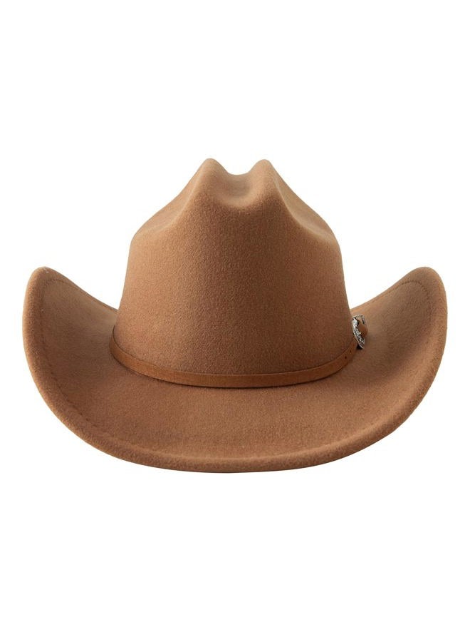 Jastore Kids Western Cowboy Hat for Girl Boy Wide Brim Beach Cowgirl Hat with Belt Buckle Cattleman Cowboys Hats, Khaki, 5-10 Years - Image 3