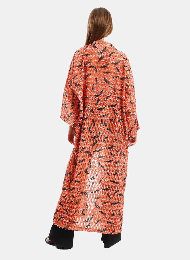 kady Jamila women eyelash open neckline long ,orange-3xl-4xl - Image 3