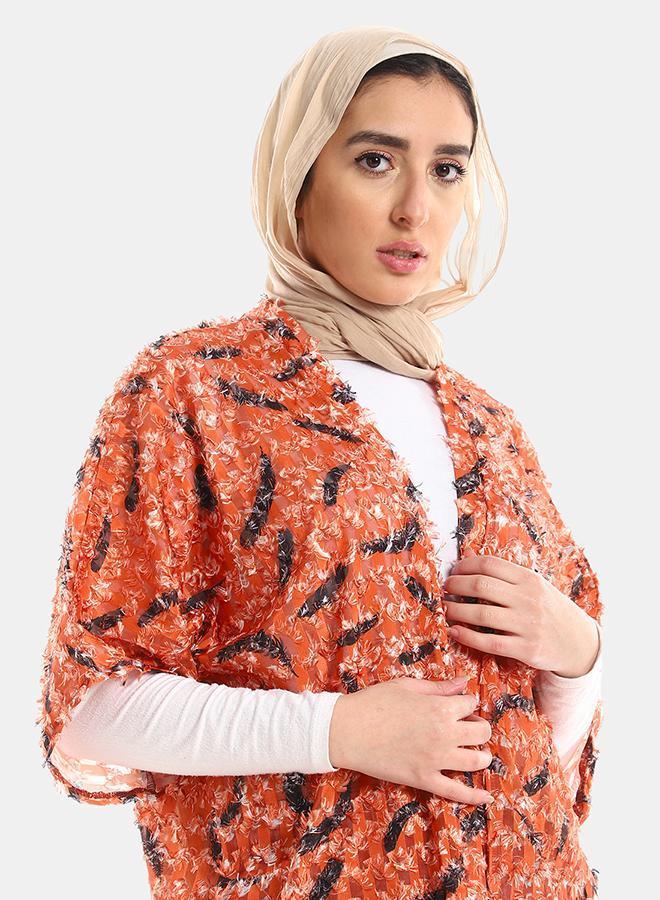 kady Jamila women eyelash open neckline long ,orange-3xl-4xl - Image 4