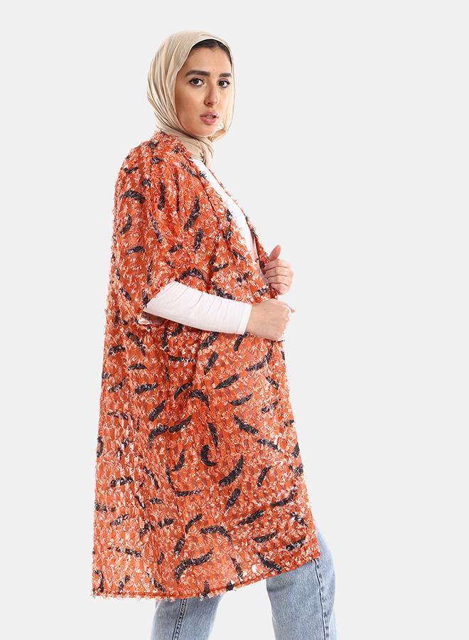 kady Jamila women eyelash open neckline long ,orange-3xl-4xl - Image 2