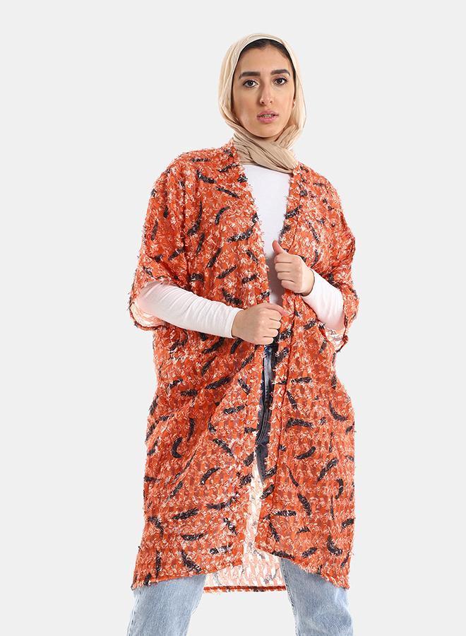 kady Jamila women eyelash open neckline long ,orange-3xl-4xl - Image 1