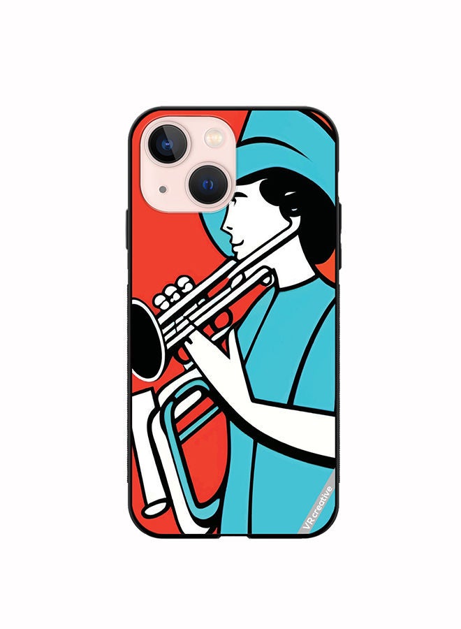 VR CREATIVE Protective Case Cover For Apple iPhone 14 Plus Jazz Trumpeter Recital Design Multicolour - Image 1