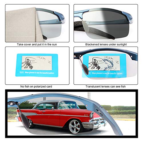 YIMI Polarized Photochromic Driving Sunglasses For Men Aluminum Half Frame Sports Sun Glasses - Image 5
