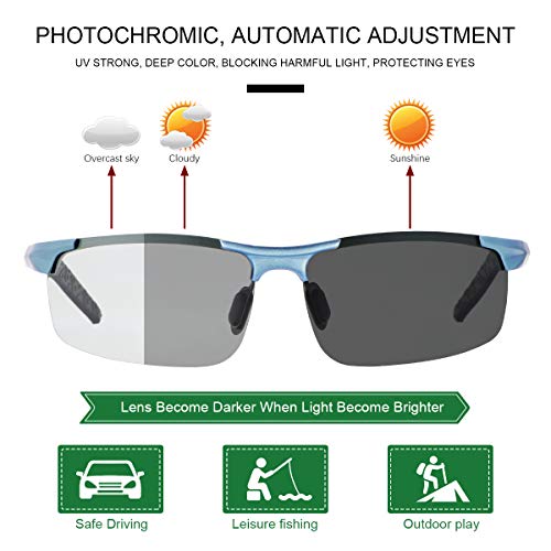 YIMI Polarized Photochromic Driving Sunglasses For Men Aluminum Half Frame Sports Sun Glasses - Image 2