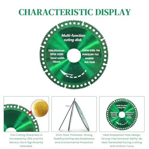 Serplex® Multi-function Cutting Disk for Grinder 4 inch Indestructible Disc Compatible with Grinder, Multifunctional Cutting Saw Blade, Composite Cutting Discs for PVC Pipes, Stone, Ceramic, Wood - Image 3