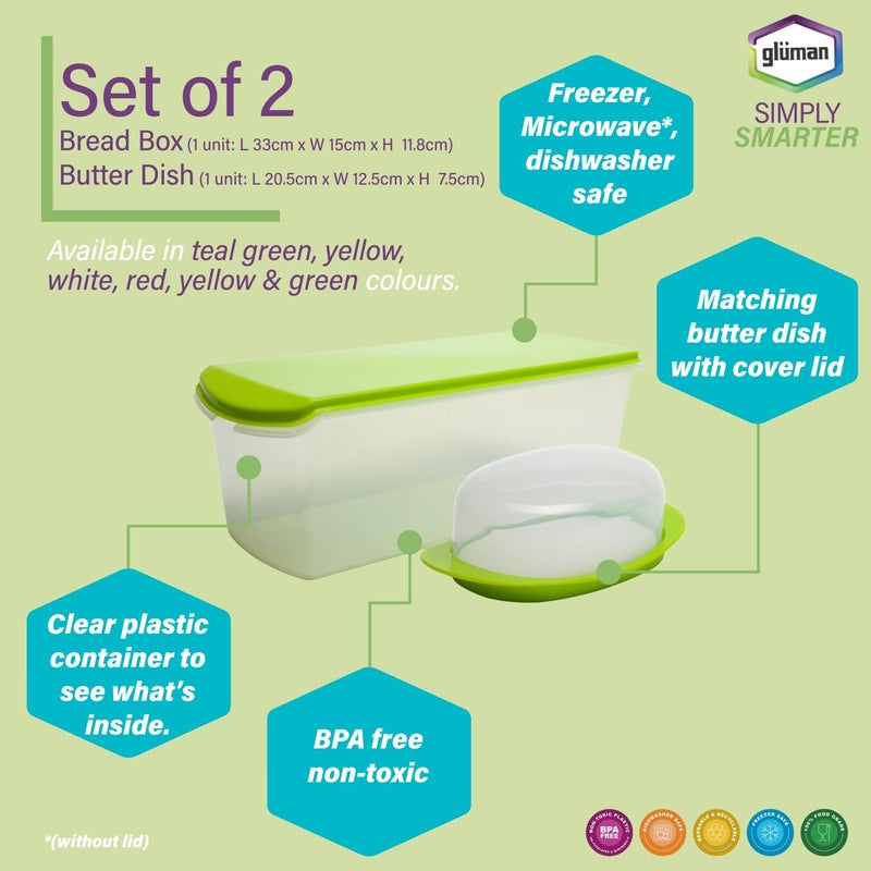 Gluman Plastic Multicolor Storage Bread Box Container Organizer Set For Kitchen Refrigerator Home Use Airtight 100 Food Grade Container 33 X 15 X 118 Cm Green - Image 2