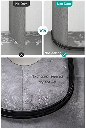 Ynotus 39Inch Collapsible Shower Threshold Water Dam 2" High Shower Barrier Water Stopper 2" Tall Shower Water Guard To Keep Water In Shower Dry And Wet Separation Bathroom Wheelchair Accessible Black - Image 3