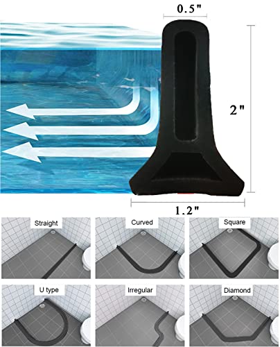 Ynotus 39Inch Collapsible Shower Threshold Water Dam 2" High Shower Barrier Water Stopper 2" Tall Shower Water Guard To Keep Water In Shower Dry And Wet Separation Bathroom Wheelchair Accessible Black - Image 2