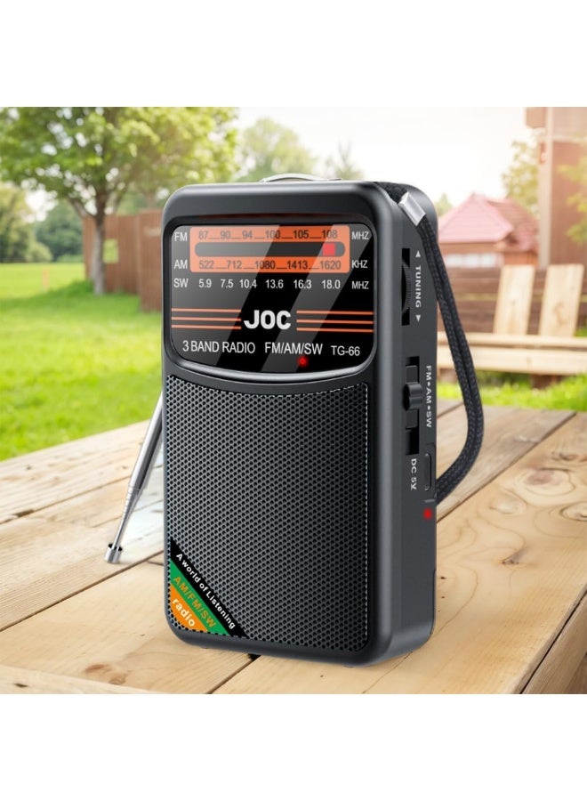 جوك راديو جوك TG-66 ميني بوكيت دي سي قابل لإعادة الشحن AM FM Sw - Image 2