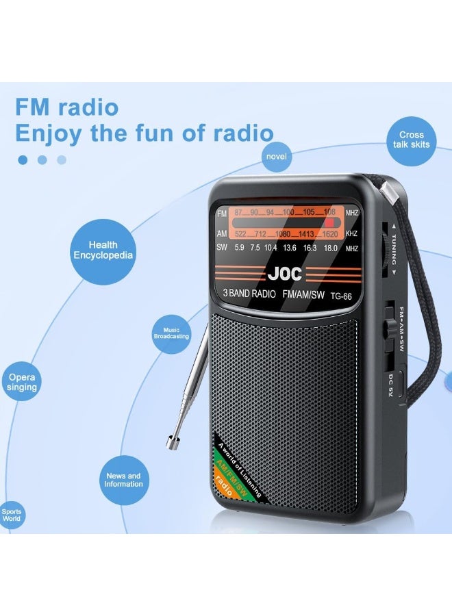 جوك راديو جوك TG-66 ميني بوكيت دي سي قابل لإعادة الشحن AM FM Sw - Image 3