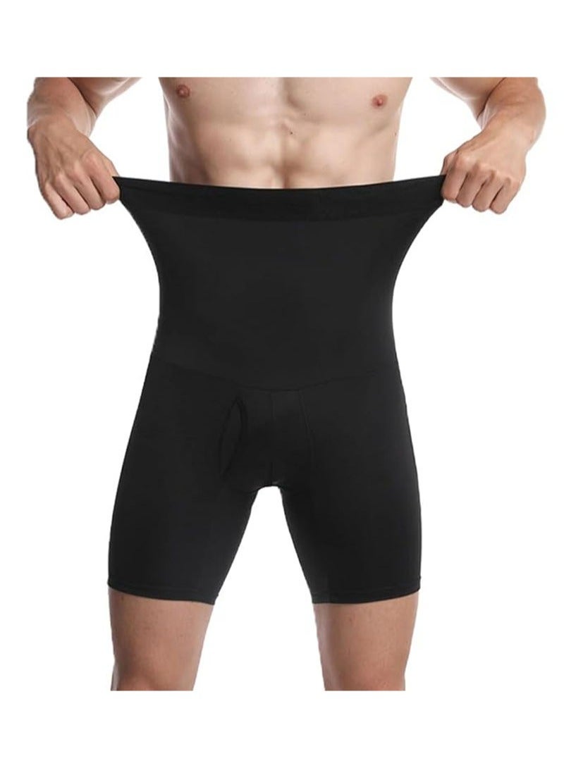 Apustim Men's Elastic Tummy Control Shorts，Abdominal Control High Waist Slimming Body Shaper，Abdominal Belt Compression Briefs，Thigh Slimming （Black）  - Image 1