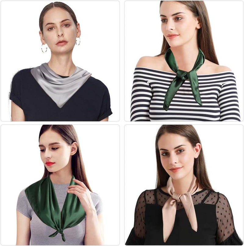 AOLIGE Scarf Satin Square Neck hair scarfs for Women 27" x 27" - Image 5