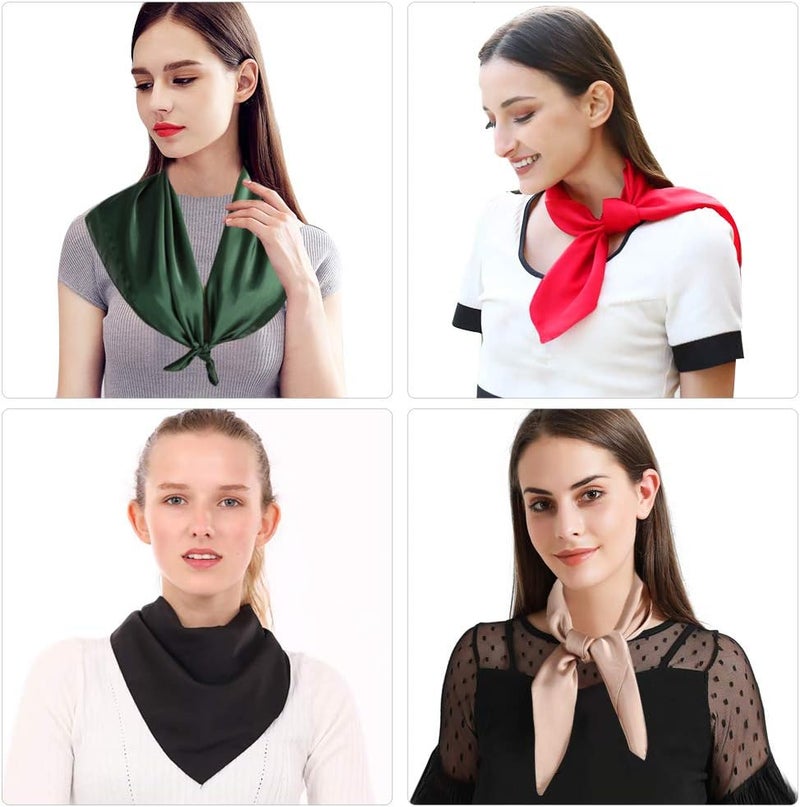AOLIGE Scarf Satin Square Neck hair scarfs for Women 27" x 27" - Image 3