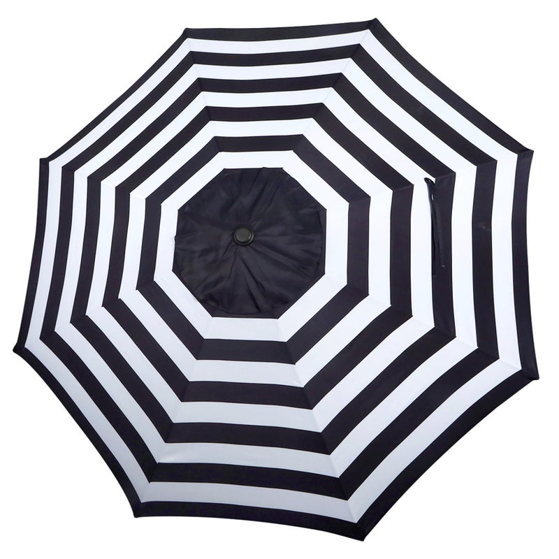 Blissun 9ft Patio Umbrella Replacement Canopy, Market Umbrella Top, Outdoor Table Umbrella Canopy for 8 Ribs, Canopy Only (Black & White Stripe) - Image 1