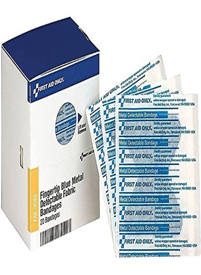 First Aid Only FAE-3040 SmartCompliance Refill Blue Metal Detectable Fingertip Bandages, First Aid Kit Refill Supplies for Business, Food Service, Restaurants, Worksites, and Home, 20 Count - Image 2