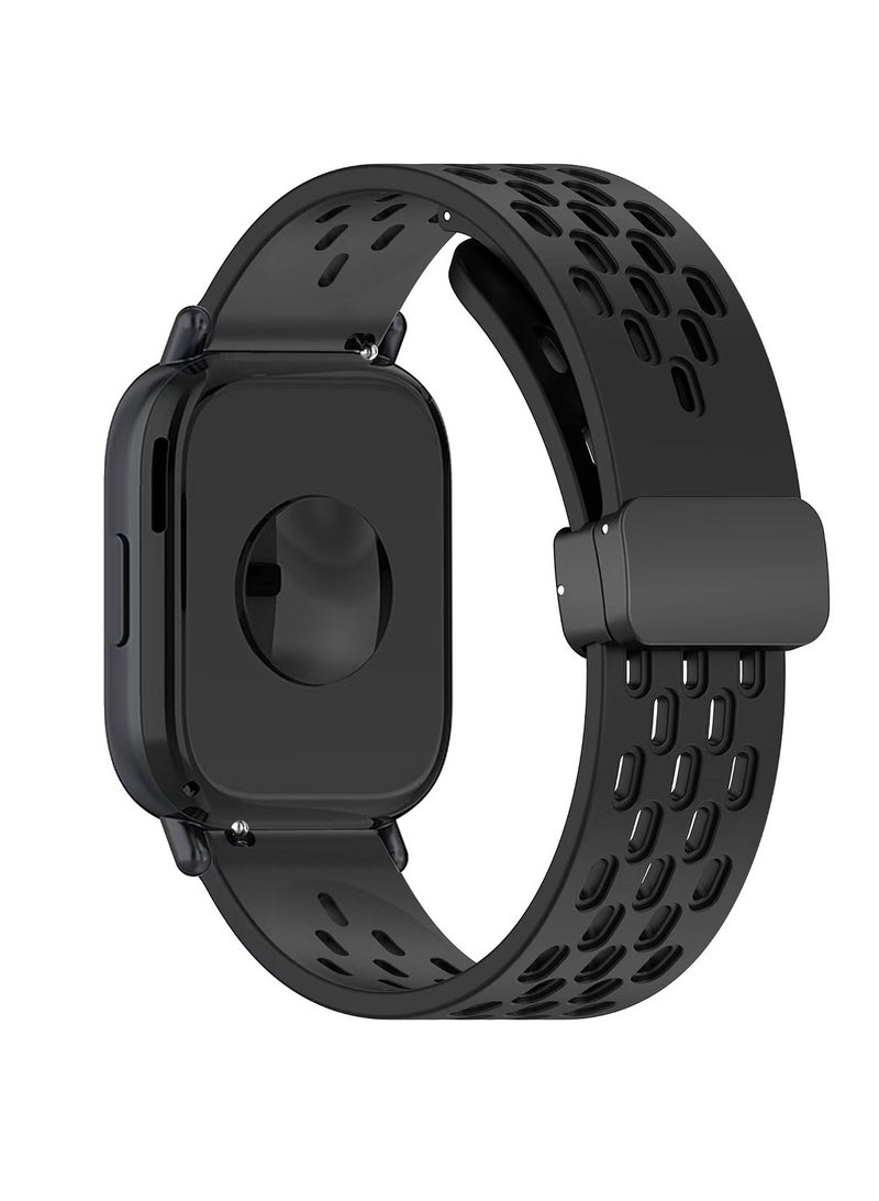 22MM Magnetic Strap for Redmi Watch 5 Active/Lite,Soft Breathable Silicone Folding Buckle Watch Band for Huawei Watch GT5/GT4 46mm,Black - Image 2