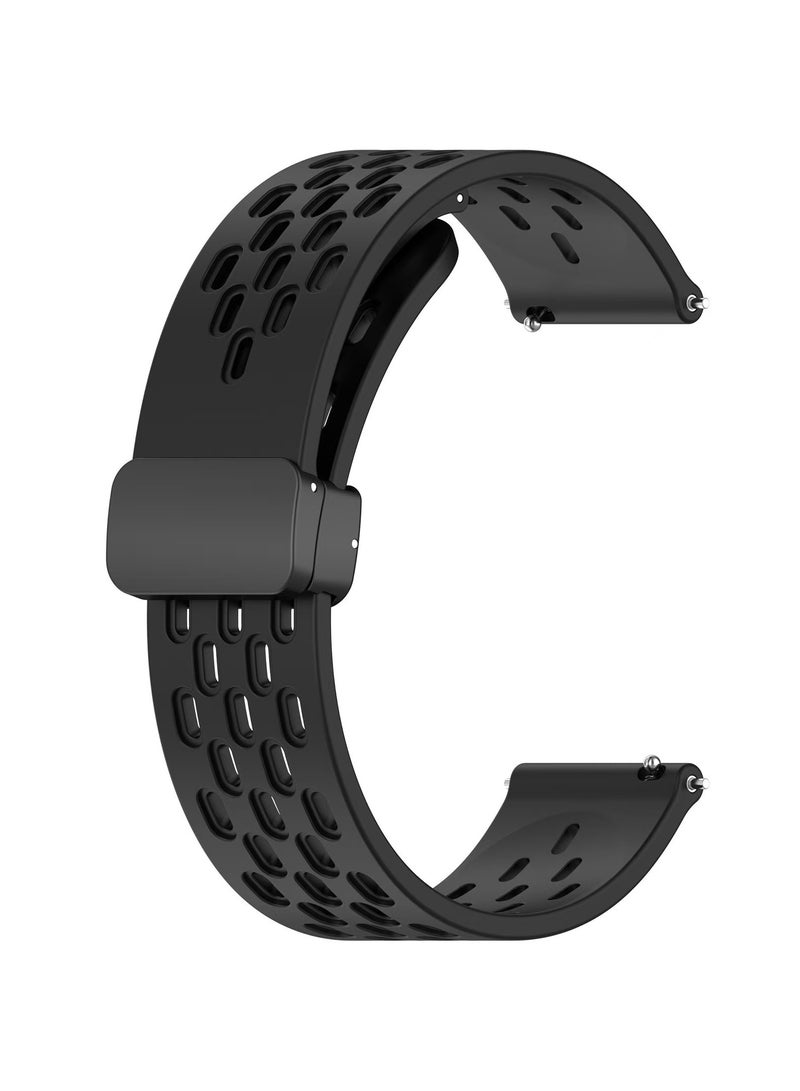 22MM Magnetic Strap for Redmi Watch 5 Active/Lite,Soft Breathable Silicone Folding Buckle Watch Band for Huawei Watch GT5/GT4 46mm,Black - Image 3