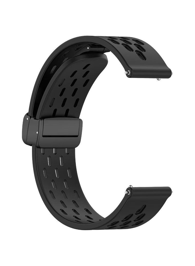 22MM Magnetic Strap for Redmi Watch 5 Active/Lite,Soft Breathable Silicone Folding Buckle Watch Band for Huawei Watch GT5/GT4 46mm,Black - Image 4