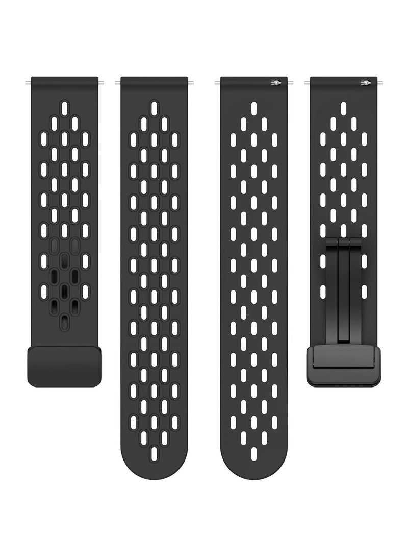 22MM Magnetic Strap for Redmi Watch 5 Active/Lite,Soft Breathable Silicone Folding Buckle Watch Band for Huawei Watch GT5/GT4 46mm,Black - Image 5