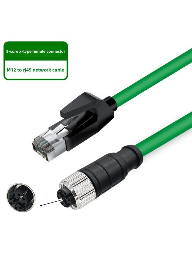 Generic M12 To RJ45 Connector Profinet Industrial Network Cable Bus 4/8 Core Straight ADX Type High Flexibility Double Shield-Color:[straight 8-core X-shaped Female Head—m12 To Rj45]-Line Length:8 M  - Image 1